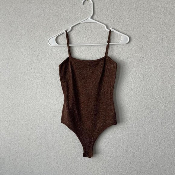 Revolve All The Ways brown sparkly glitter embellished tank bodysuit🤎🪩✨ - Picture 3 of 8